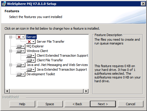 WebSphere MQ Setup Options